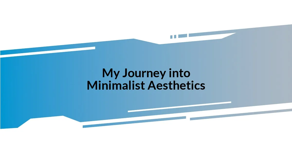 My Journey into Minimalist Aesthetics